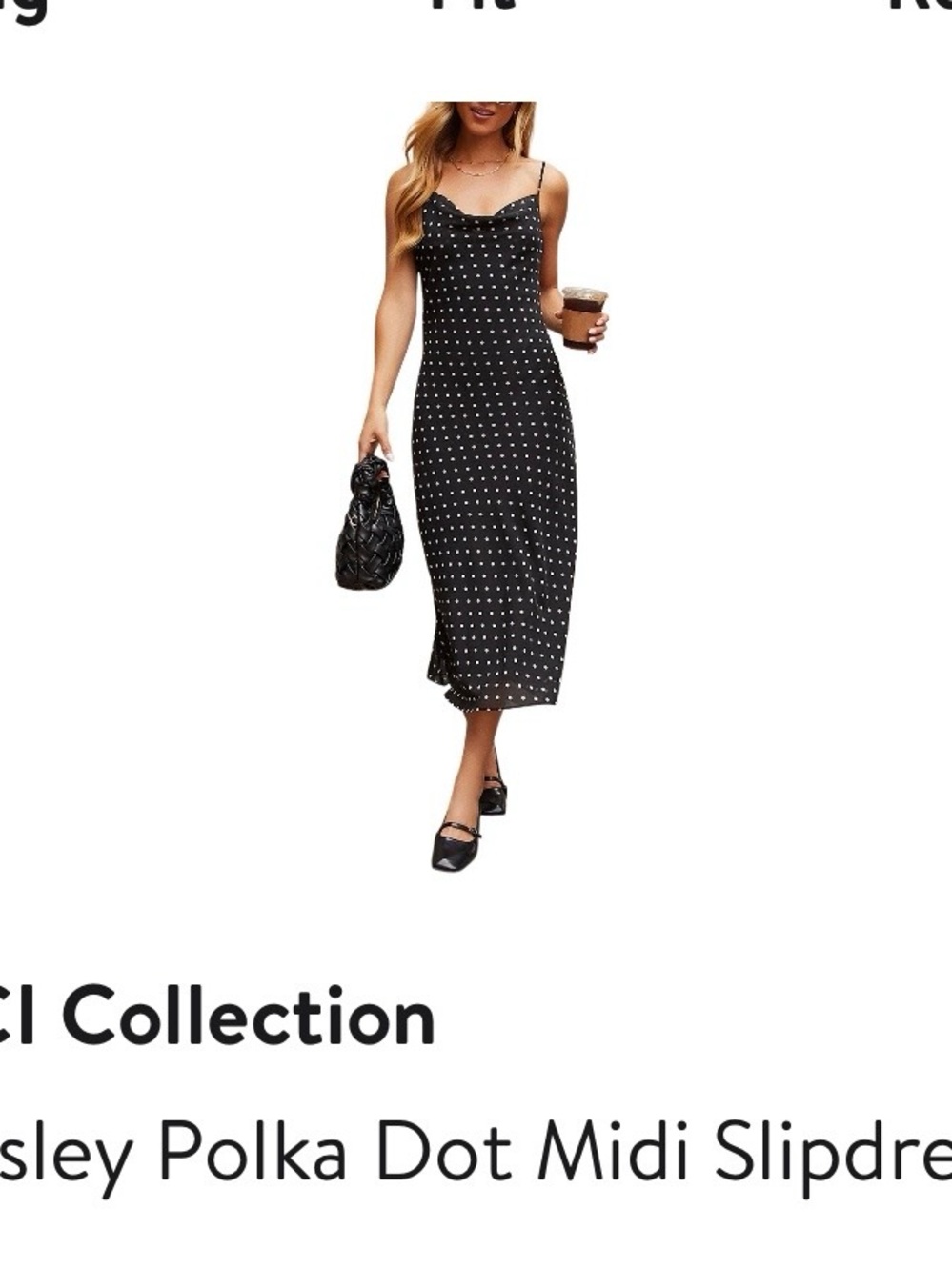 Vici Black Polka Dot Midi Slip Dress
